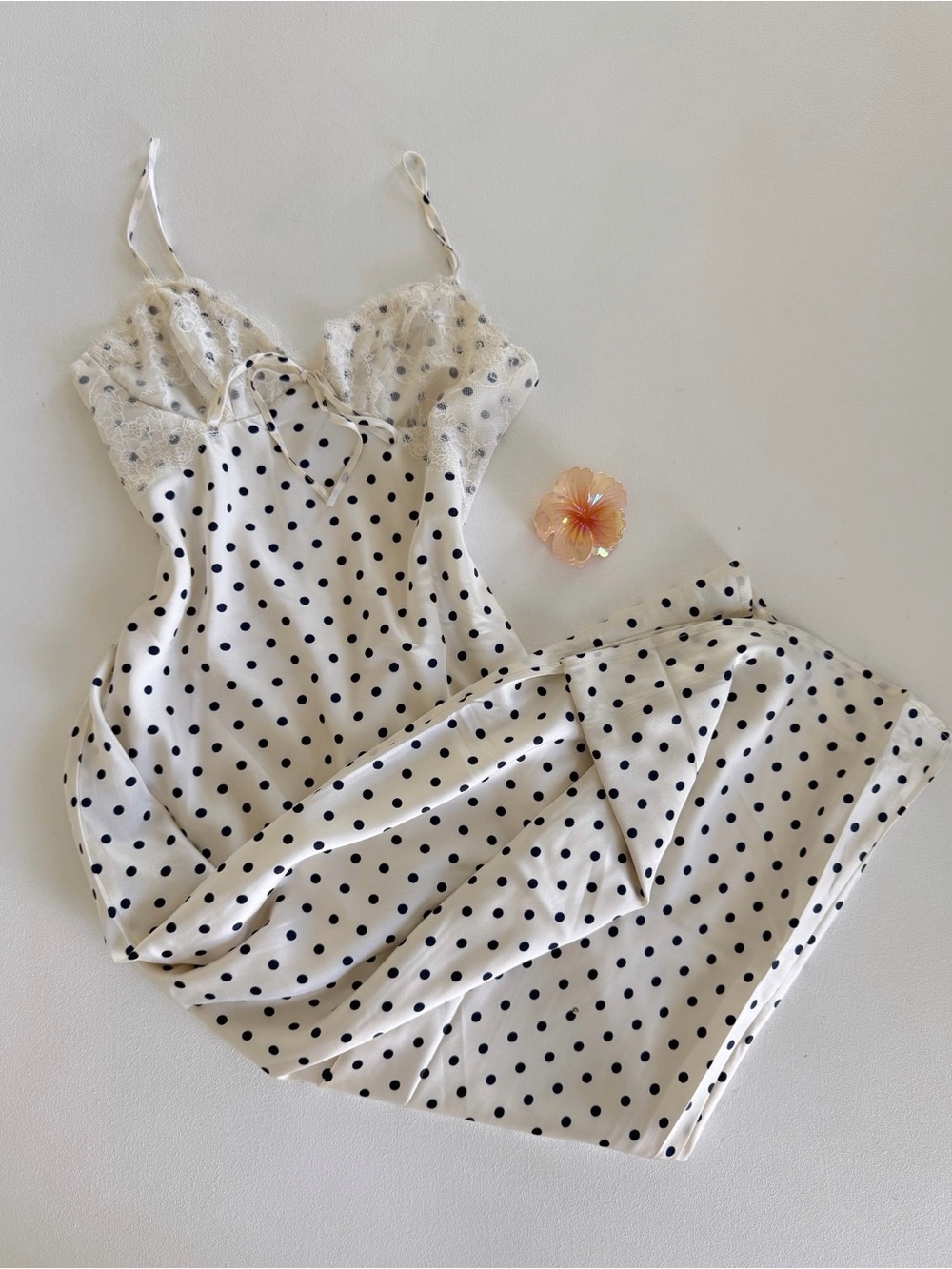 Jessica Simpson White Slip Dress with Black Polka Dots